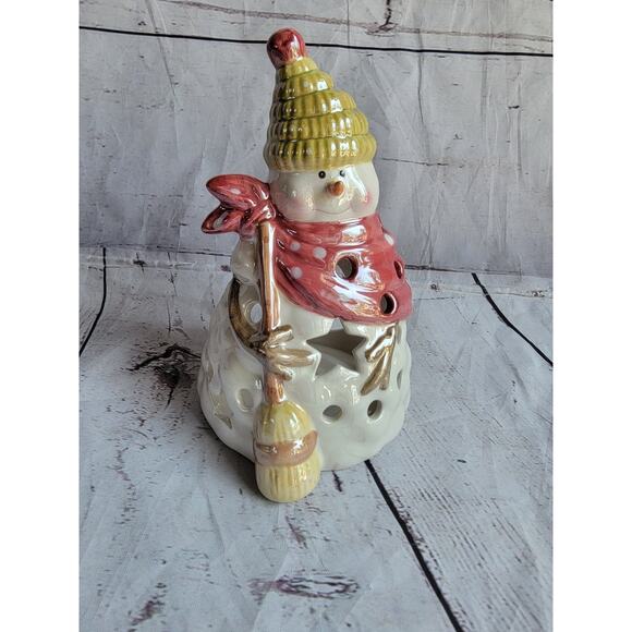 Yankee Candle Snowman Tea Light Candle Holder Christmas Winter Decor - Picture 1 of 7